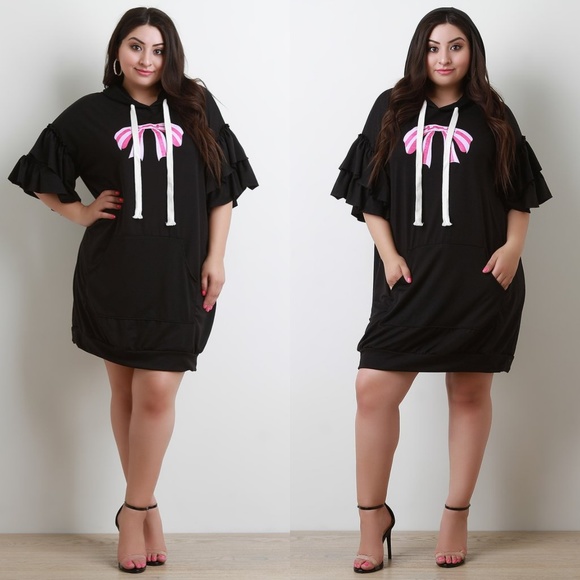 2x New Plus Size Ribbon Hoodie top Dress - Picture 6 of 7